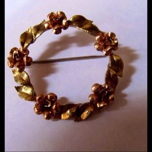 Krementz Rose Gold and Yellow Gold Circle Brooch